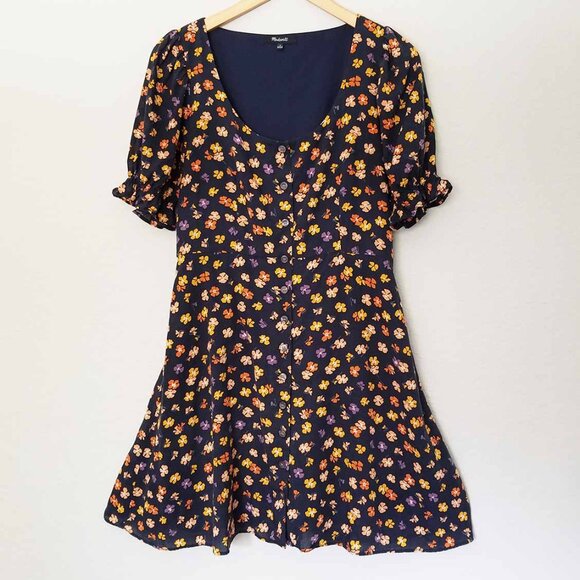 Madewell Smock-Sleeve Button-Front Mini Dress Happy Hibiscus Size 2 Floral $128 - Picture 5 of 16